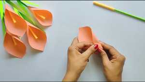 دانلود آموزش کاردستی کوتاه گل شیپوری با کاغذ Paper Calla lily Flower Craft 2026 با کیفیت بالا